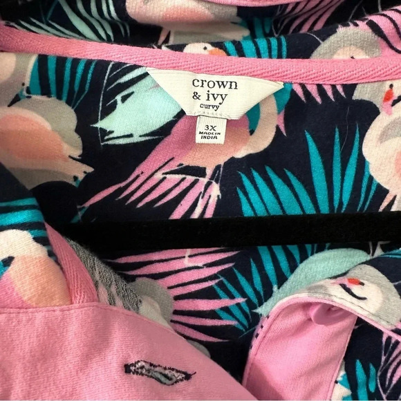 NWT Crown & Ivy Sport Pullover Palm Flamingo Tropical Print Size 3X - Picture 3 of 4